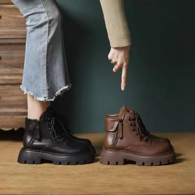 Nouvelles bottes de locomotive marron style britannique automne et hiver cuir souple antidérapantes rétro chaudes bottines courtes bottes Martin