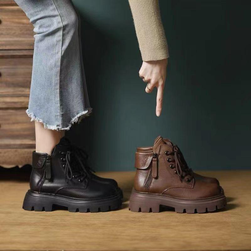 Nouvelles bottes de locomotive marron style britannique automne et hiver cuir souple antidérapantes rétro chaudes bottines courtes bottes Martin
