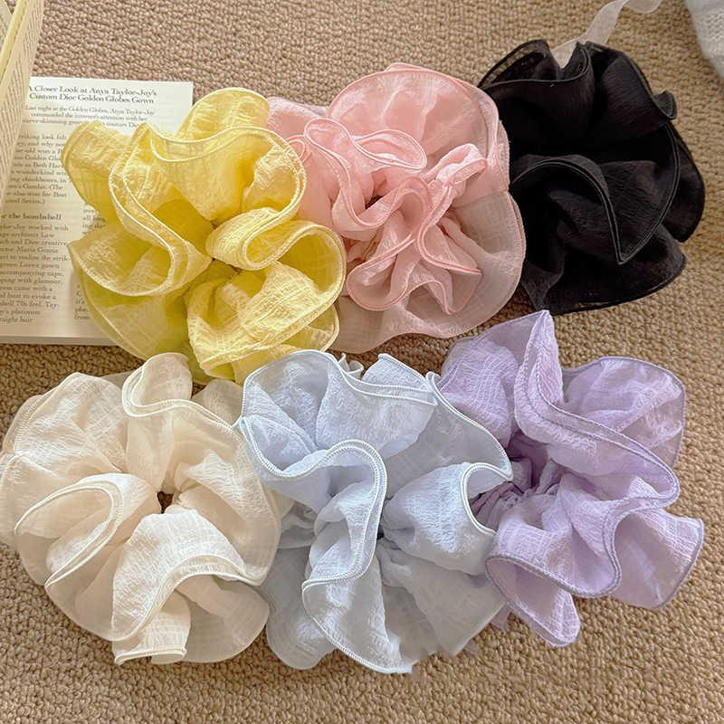 Soft Yarn Large Scrunchies Double Layers Hair Rope Summer Colorful Elastic Hair Band Ponytail Holder Rubber Bands Women Hair Acc