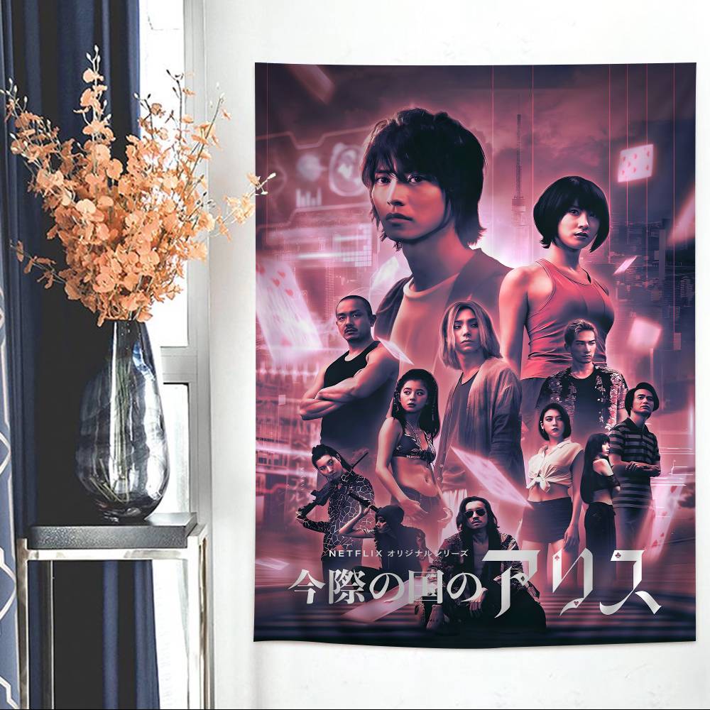 Hot TV Alice In Borderland Cartoon Tapestry Art Science Fiction Room Home Decor Wall Hanging Sheets
