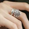 Retro Ethnic Peony Floral Wide Band Women's Ring - Exaggerated Ancient Style and Heavenly Fragrance-Inspired Design