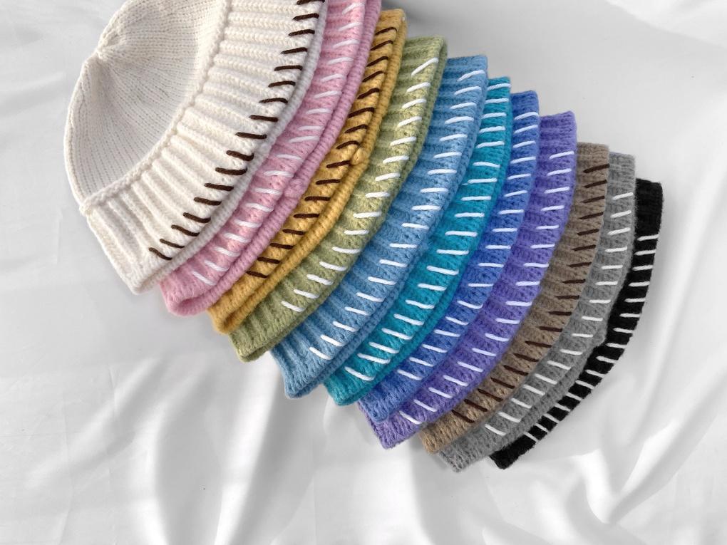 Women's Daily Cross-stitch Knit Bucket Hat Basic Hat