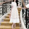 Women Casual Round Neck Short Sleeve Elegant Lace Long Dress