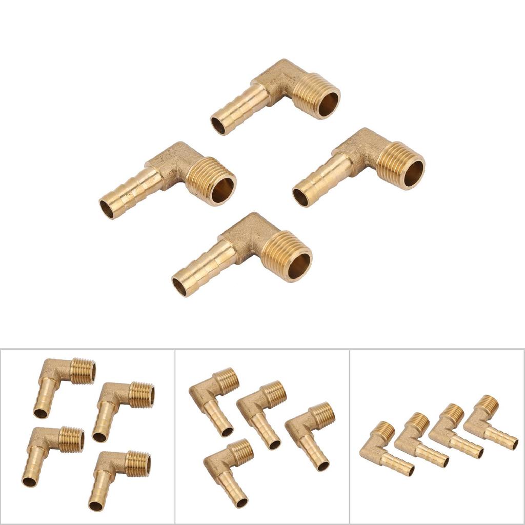 4Pcs Brass Male Thread Elbow Hose Tail Barb Connector Fitting G14" 8mm