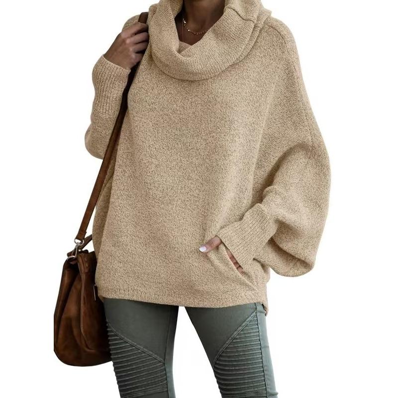 TIFICY Women s Fashion Casual Fall Winter Solid Color Print Long Sleeve High Neck Sweaters S