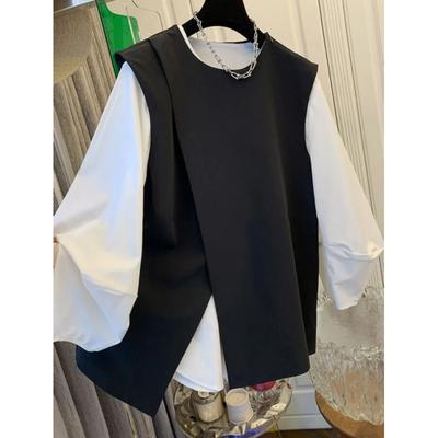 Gilet Temperamentale da Donna per Primavera e Autunno Completo Colore Unico Semplice Versione Coreana Top