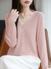 Damen Wollmischung Feingerippter V-Ausschnitt Cardigan Pullover