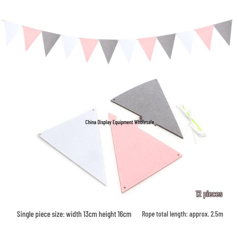 Triangle Flag Bunting for Kindergarten Decoration - Children's Room & Birthday Party Decor with Girlish Heart Design
