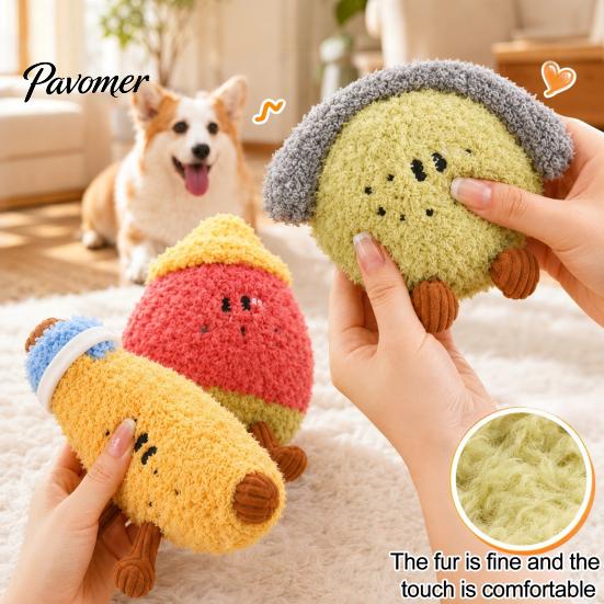Plush Toys for Pets To Bite Fruit Dog Toy with Bell, Squeaky Interactive Chew Toy, Safe Small Dogs Soft Stuffed Medium Biting Shaking Boredom