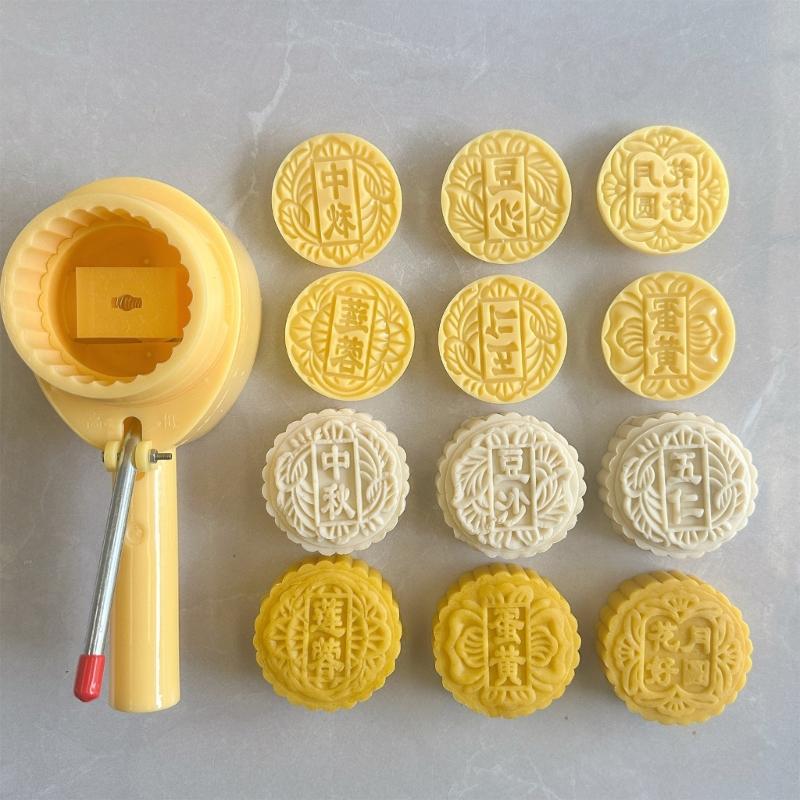 Verstellbare Handpresse Mondkuchenformen Professionelle Mondkuchenformen Einzigartiges Blumenmuster Gebäck Backen Prägegerät