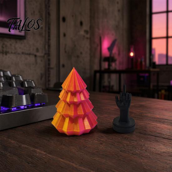 Durable Plastic Holiday Decoration 3D Printed Christmas Tree Fidget Toy with Middle Finger Figurine, Modern Minimalist Anti-fade Ornament Desk Decor,
