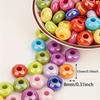 20pcs 15mm solid color mixed color acrylic large hole wheel pearl rainbow DIY bead pen mobile phone chain bead jewelry productio