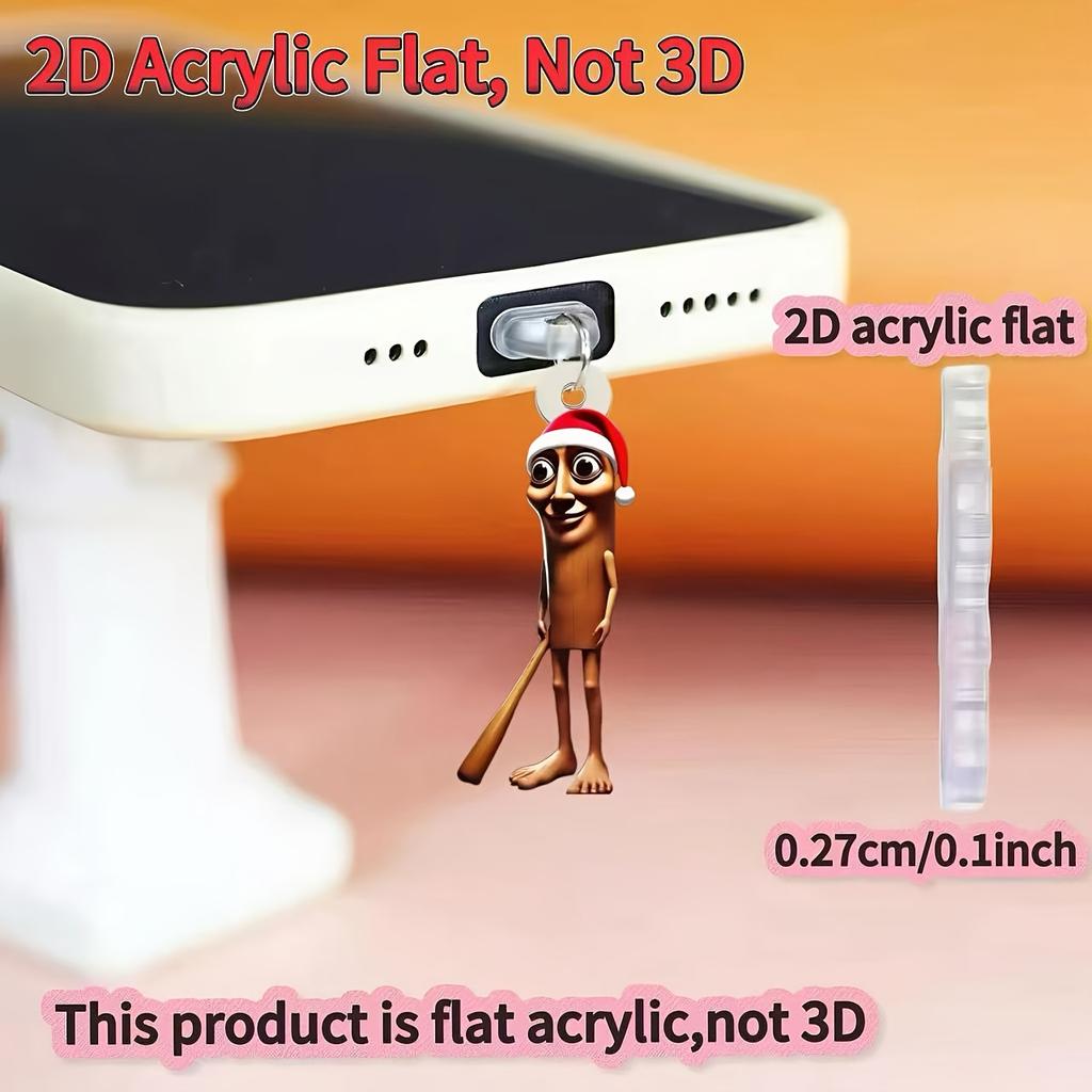 Creative Christmas Hat-Wearing Stick Figure Phone Dust Plug, Effectively Prevents Dust, Provides Thoughtful Protection for Phone Ports
