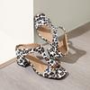 22 New European and American Large-size High-heeled Sandals Leopard Print Color Matching Word with Open-toed Sandals