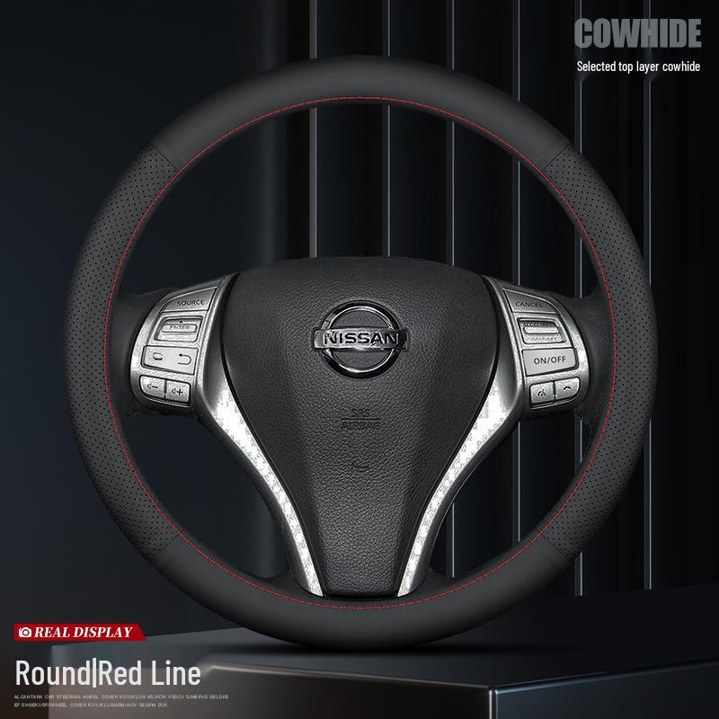 Echte Lederlenkradabdeckung für Nissan Sylphy, Teana, Qashqai, Sunny, Tiida
