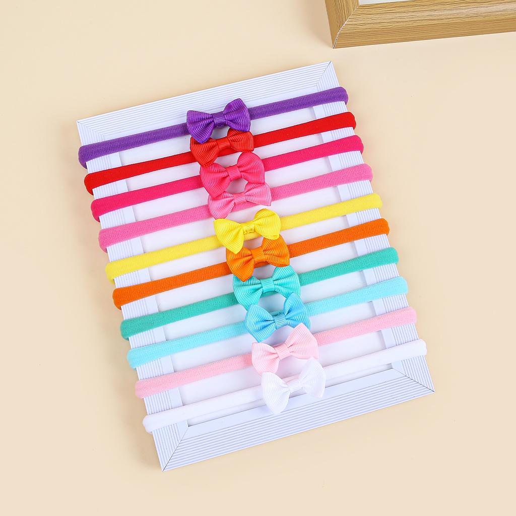 10PCS Mini Hair Bows Headband Baby Nylon Headbands Elastic Soft Newborn Hairbands for Baby Girls Turban Infant Hair Accessories