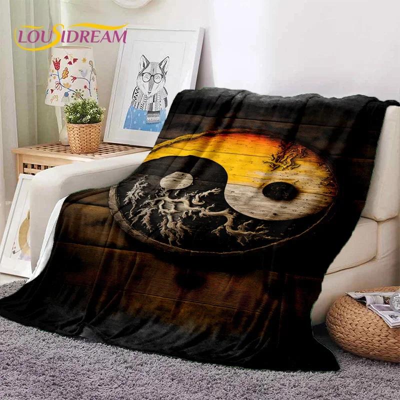 Natur Yin Yang Chinesische Tai Chi Bagua Weiche Flanelldecke für Betten Schlafzimmer Sofa Picknick, Überwurfdecke zum Zudecken Outdoor Nickerchen Geschenk