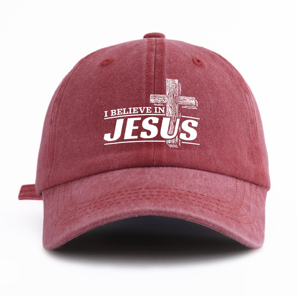 Pc JESUS Print Washed Baseball Cap for Adults  Minimalist Retro Style Casual Soft Adjustable Dad Hat Perfect As Gift