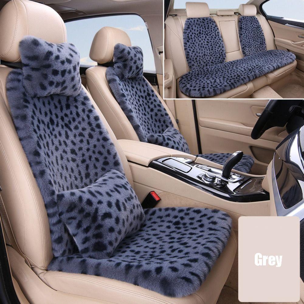 Rabbit Fur Rabbit Fur Car Pad Non-slip Plush Seat Cushion Leopard Print Seat Cover Cushion Front