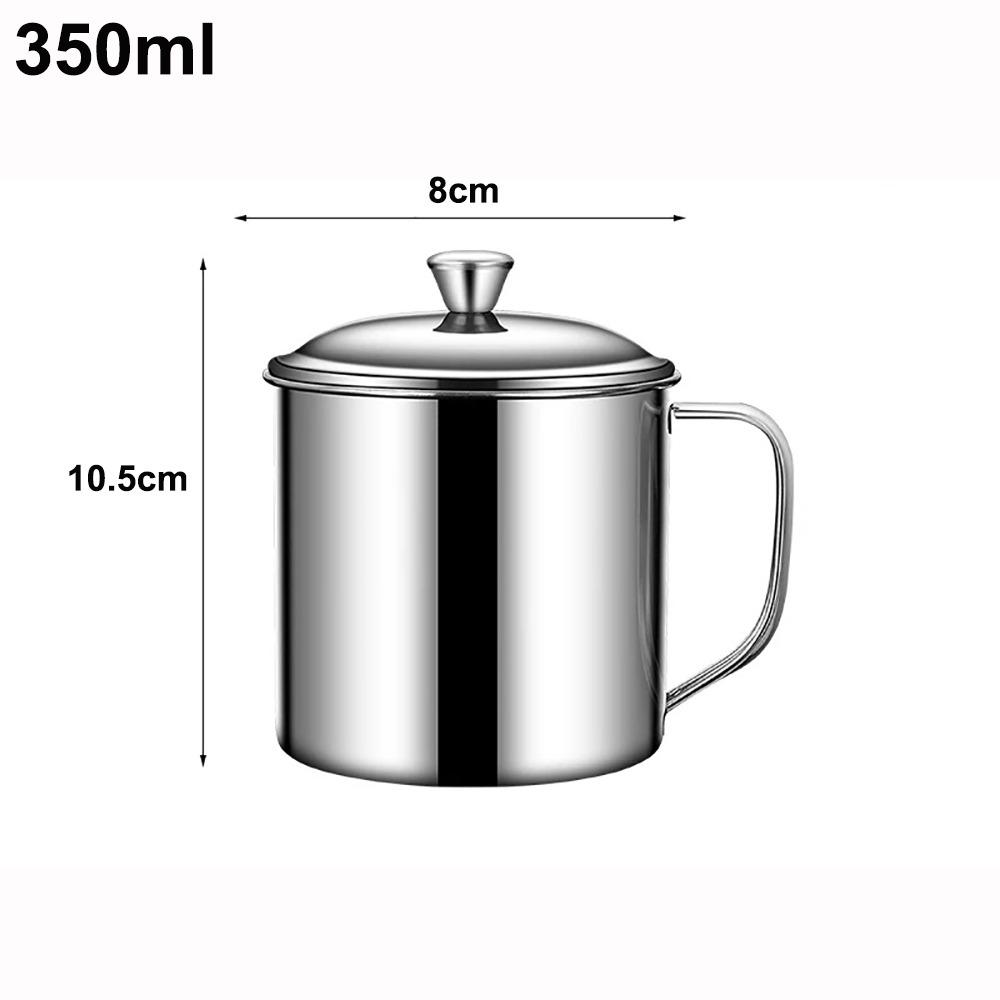 New 350-1250ml Mug Handle Design With Lid Tea Cup 304 Stainless Steel Drinkware Camping