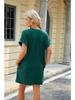 Women's Spring/Summer New Round Neck Casual Loose Short Sleeves Knee Length Mid Skirt for Women