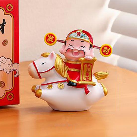 Čínské zvěrokruhové koňské sošky Rok koně Roztomilá otočná figurka koně Pryskyřice Šťastná Feng Shui ozdoba pro domácnost, kancelář, obchod Stolní dekorace