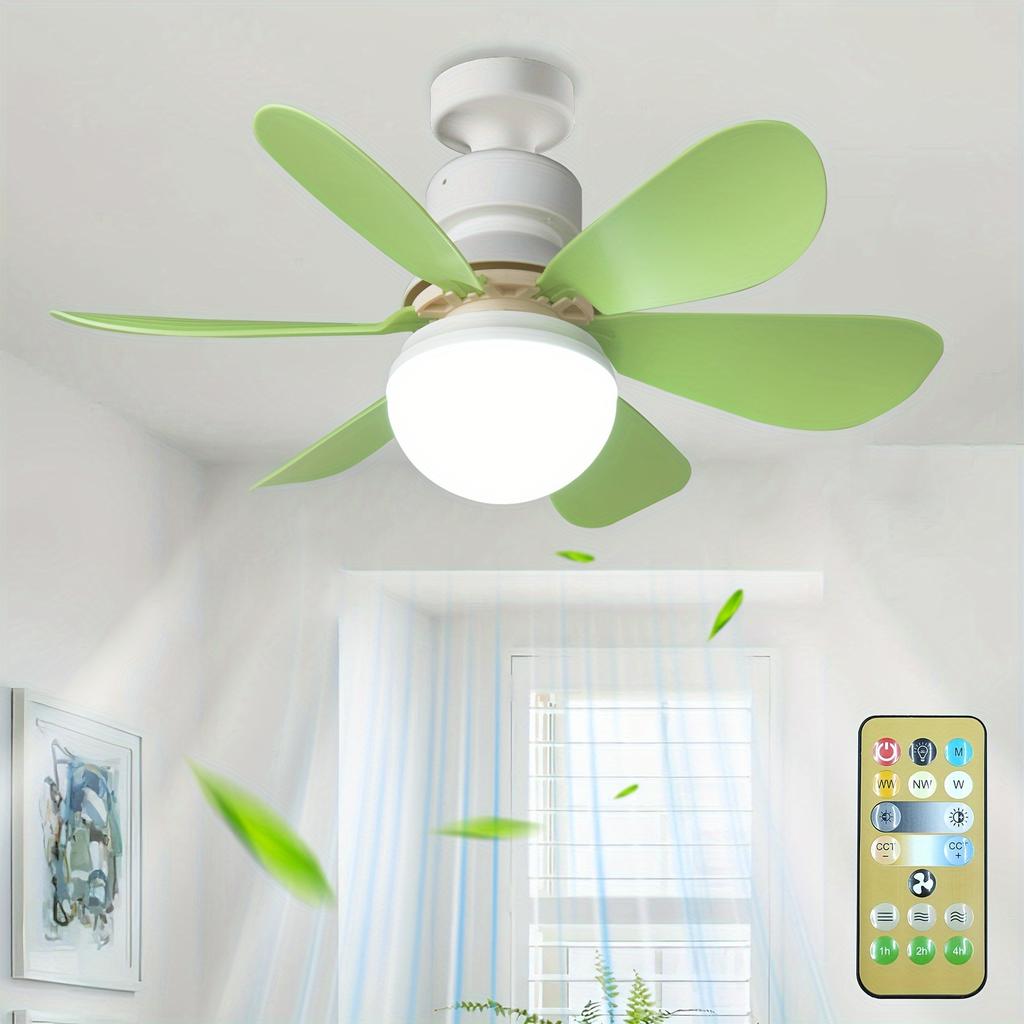 30W Small Modern Ceiling Fan Light E27 Threaded Head Home Mute Mini Ceiling Fan Light for Kitchen Dining Room and Bedroom