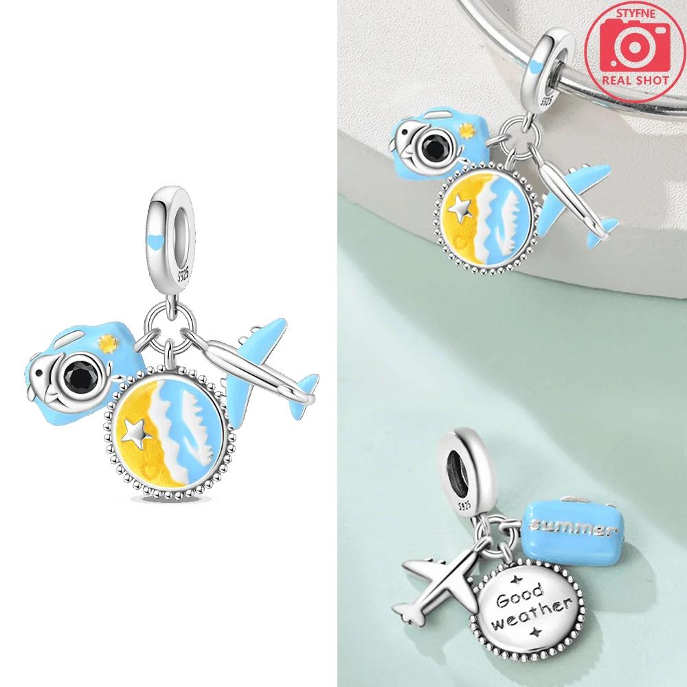 100% Copper Charms Fit Original New Summer Coconut Beach Travel Ai Robot Bracelet Diy Jewelry Making Women Gift