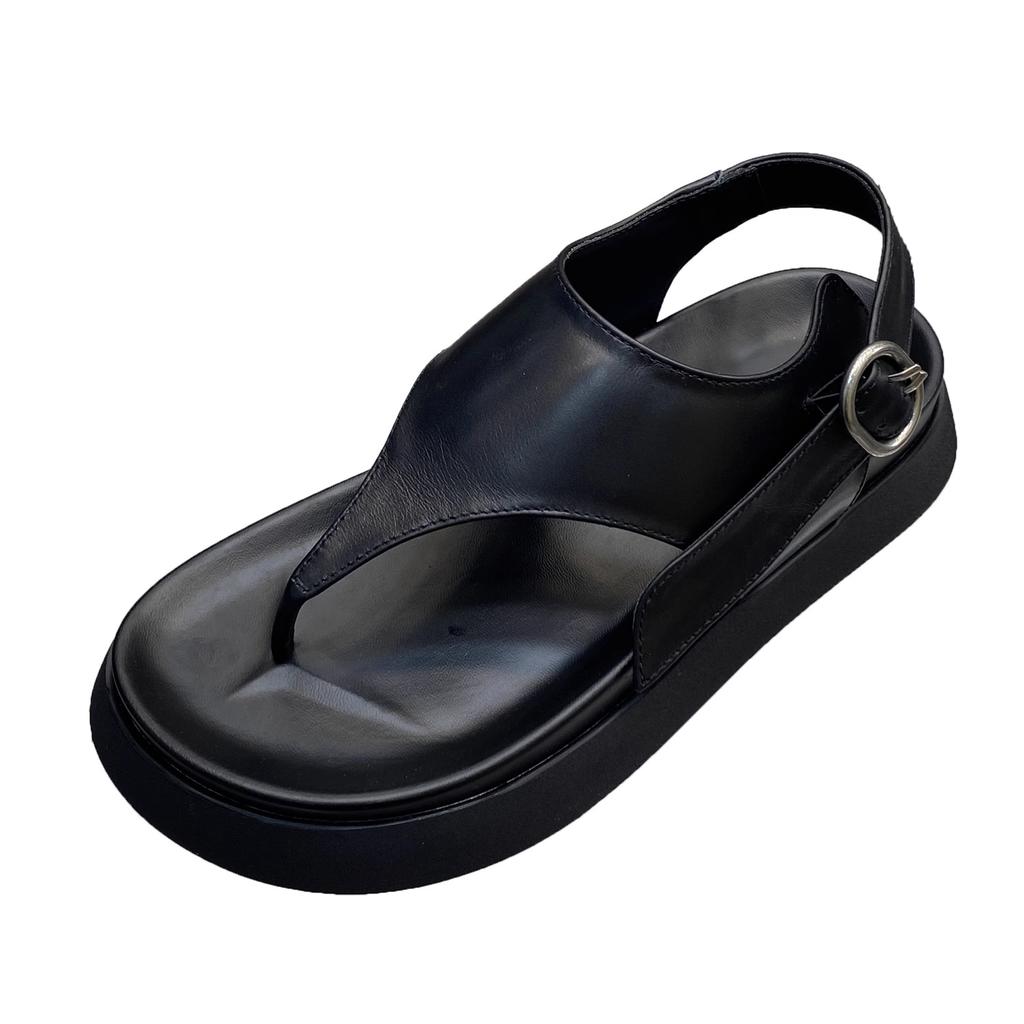 European Station 2025 Summer New Fetal Cow Pure Leather Platform Casual Sandals Fashion Simple Versatile Toe Sandals Women