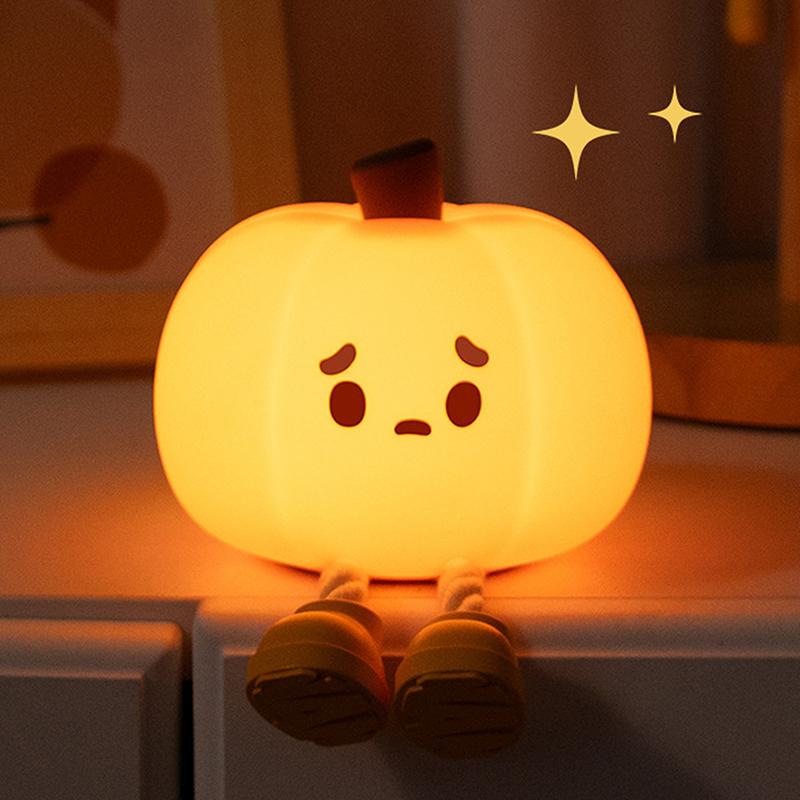 Halloween Pumpkin Night Lights Cute Soft Silicone Safe Lamp Decorations Timing Dimmable Bedside Decor Kids Baby Halloween Gifts