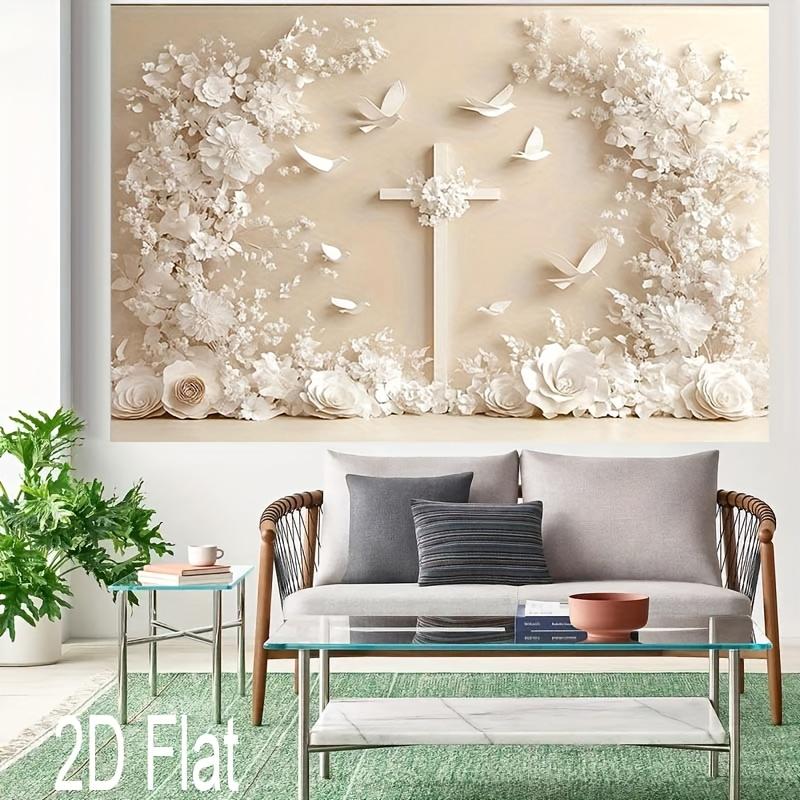 2D plane, 1 cross and pigeon-themed background, suitable for celebration events and photography