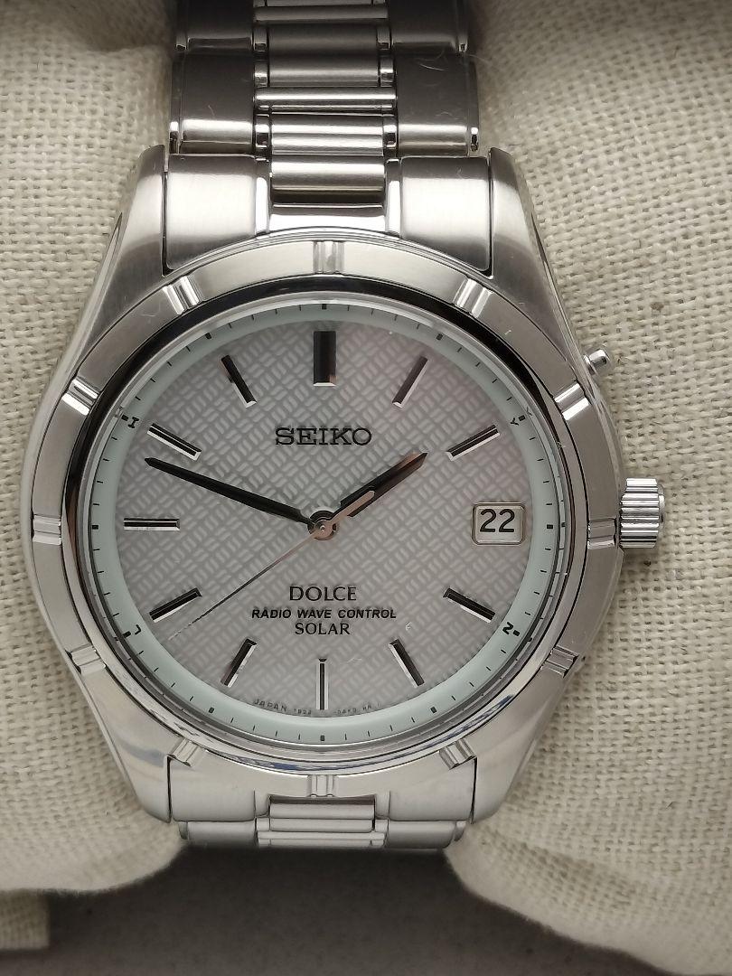 

[USED] Popular white dial Seiko luxury line Dolce radio solar auto calendar