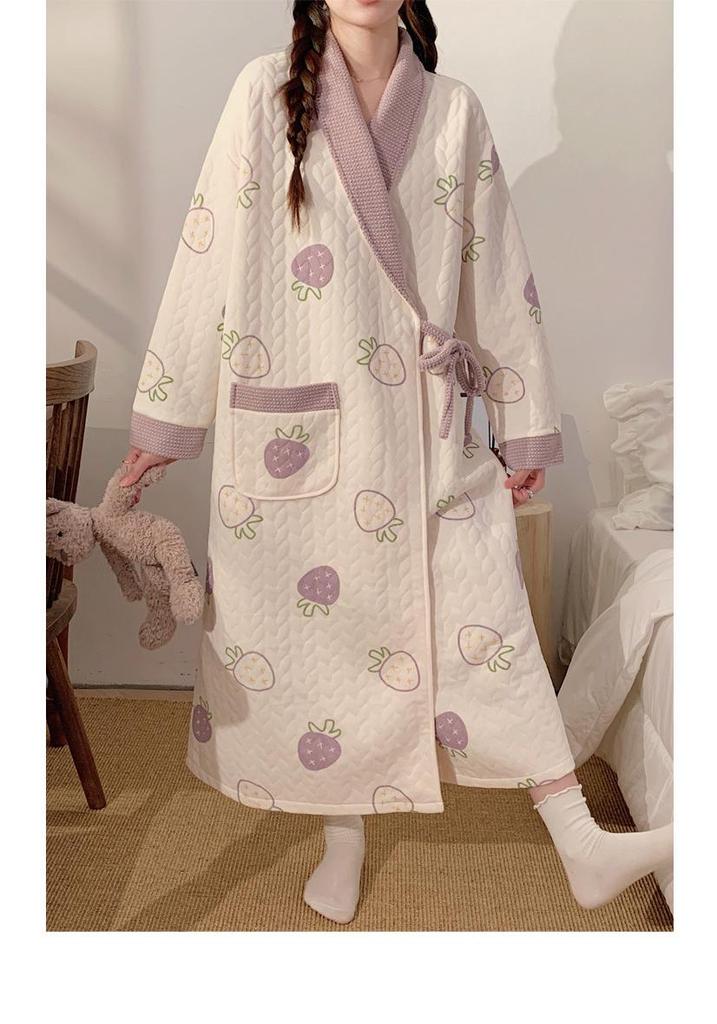 Autumn & Winter Air Cotton Maternity Nursing Pajamas: Long, Thickened Labor Dress for Postpartum and Pregnant Women