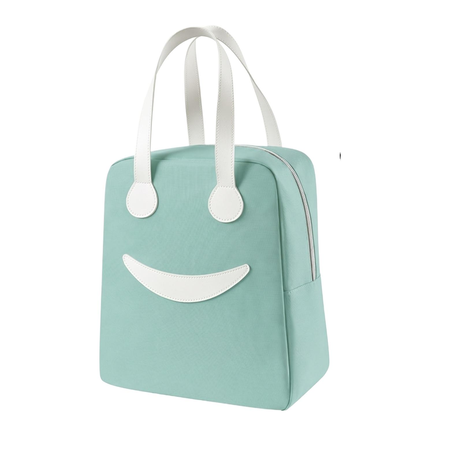 

Insulated Lunch Bag Large Capacity Portable Tote Lunch Box Carrier for Students Office Work Travel with Durable Handles and Zipper Closure one size ціан