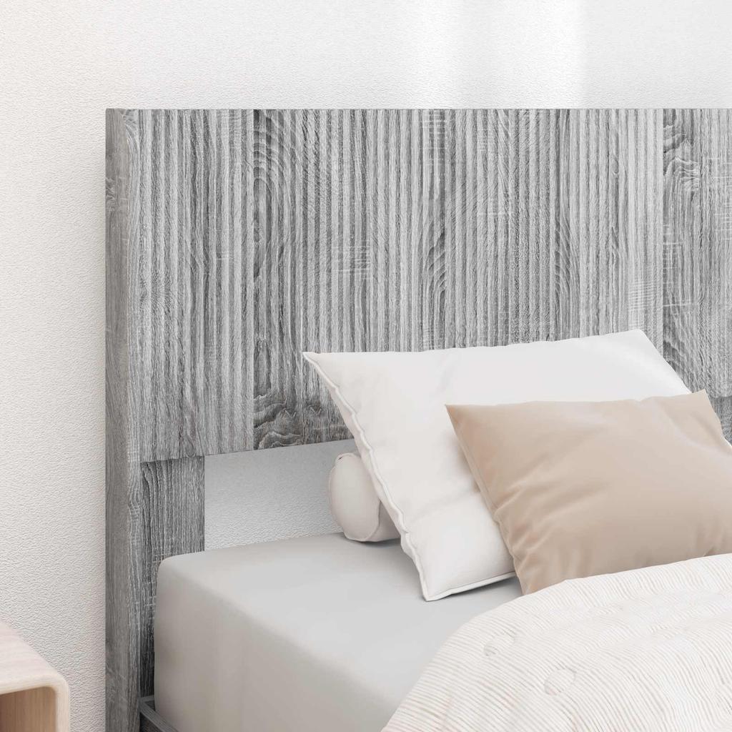 Bed Frame with Storage Space and Headboard Gray Sonoma 90 x 200 cm