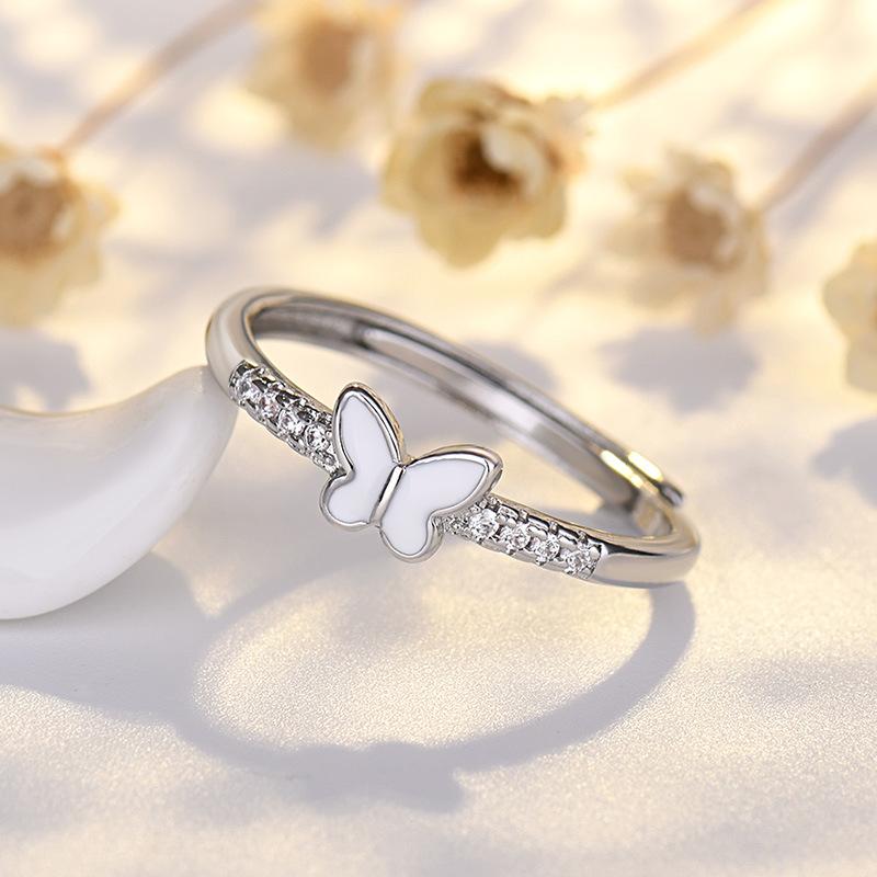 Simple Enamel Butterfly Ring Niche Girlfriend Temperament Star Pentagram Star Personalised Tide Jewelry Ring Retro Finger Ring