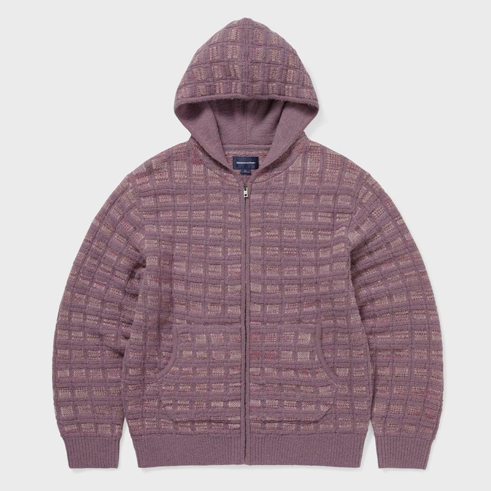 Этот текстурированный вязаный худи на молнии пыльно-розового цвета S