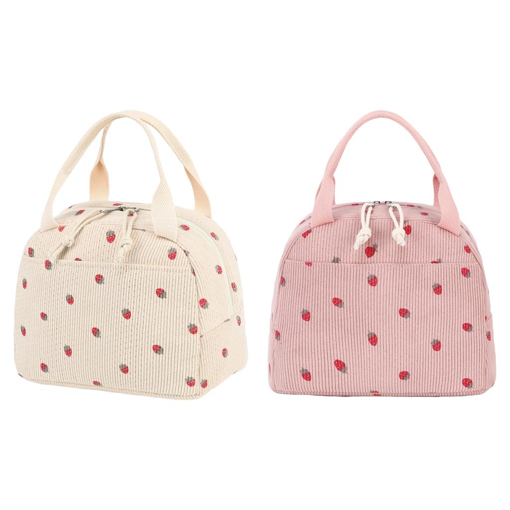 Lunch Bag, Cute Corduroy Insulated Lunch Storage Bag