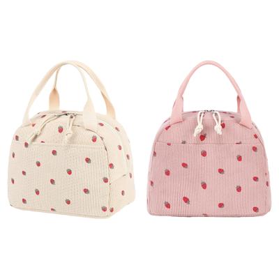 Lunch Bag, Cute Corduroy Insulated Lunch Storage Bag