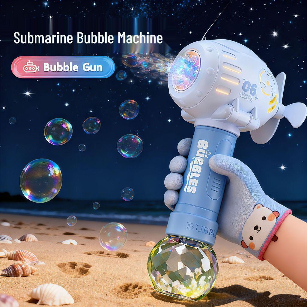 Portable Electric Submarine Bubble Machine - Rechargeable, Multi-Function, Handheld Toy
