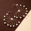 Women's Earrings, Rotating Flower Faux Pearl Exaggerated Earrings, Suitable for Parties and Vacations