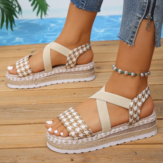 

Легкие пляжные сандалии и тапочки на толстой подошве с пряжкой, модные спортивные и повседневные сандалии на танкетке большого размера для женщин 43 бежевый