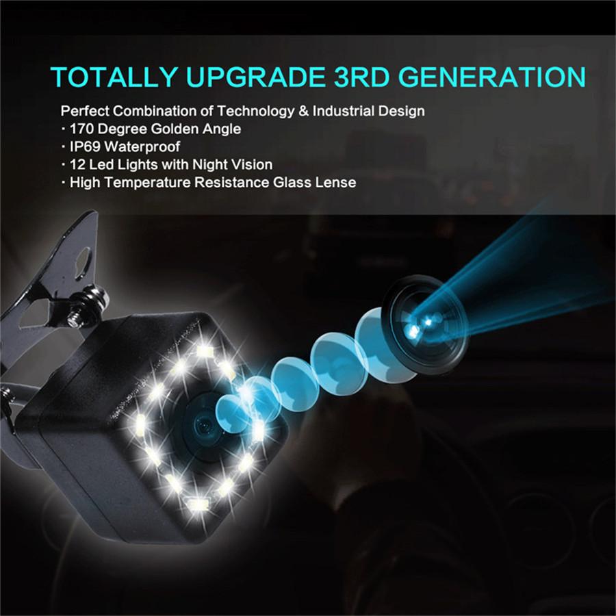 Car Backup Camera Led Night Vison Reversing Camera 170 Degree Rear View Cameras Ip69 Waterproof Reversing Rearview Camera 12Led
