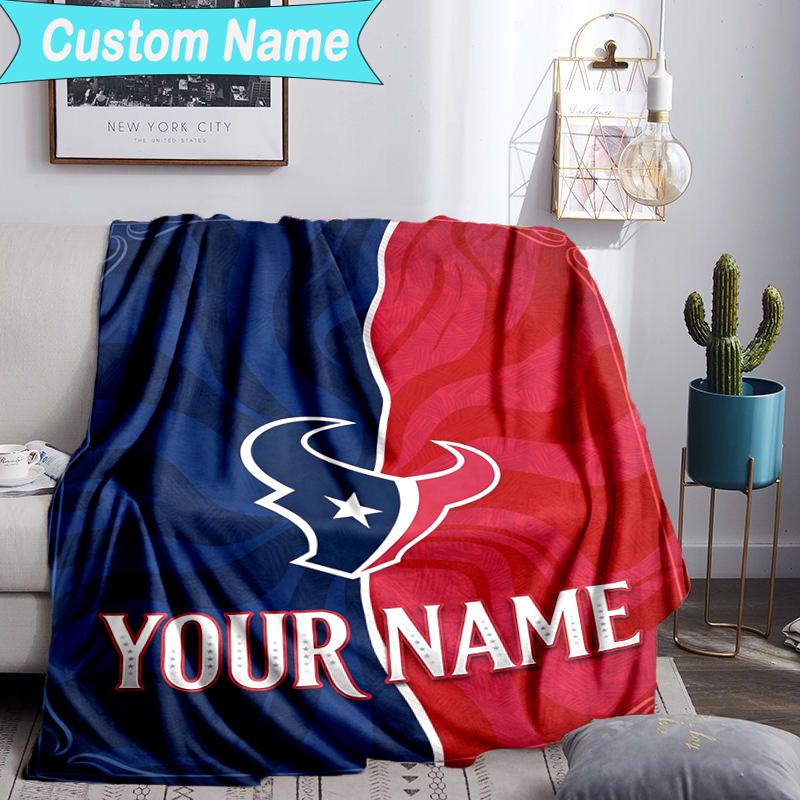 Custom Name Blanket basketball Texans Logo Blanket Bedding Blanket for Travel, Camping, Living Rooms, Offices, Sofas, Fan Christmas gift