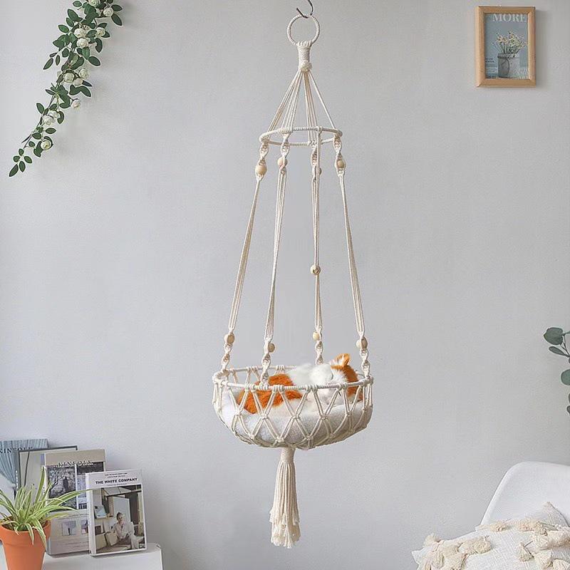 Bohemian Hand-Woven Cat Hammock Bed