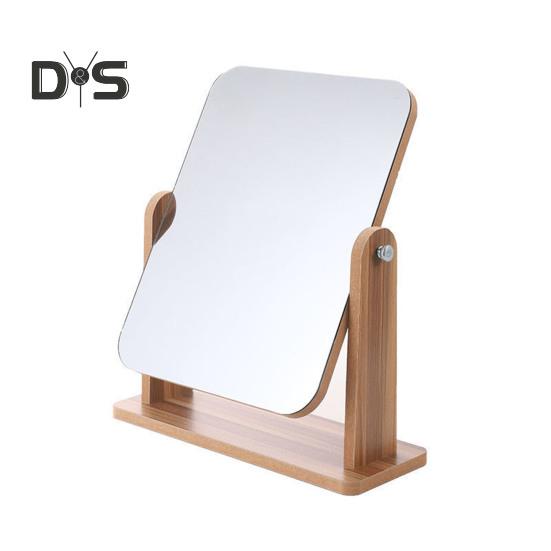 

Зеркало для макияжа с поворотом на 360 градусов и деревянной основой, высокая четкость, настольное зеркало для мужчин и женщин, портативное дорожное прямоугольное косметическое зеркало S