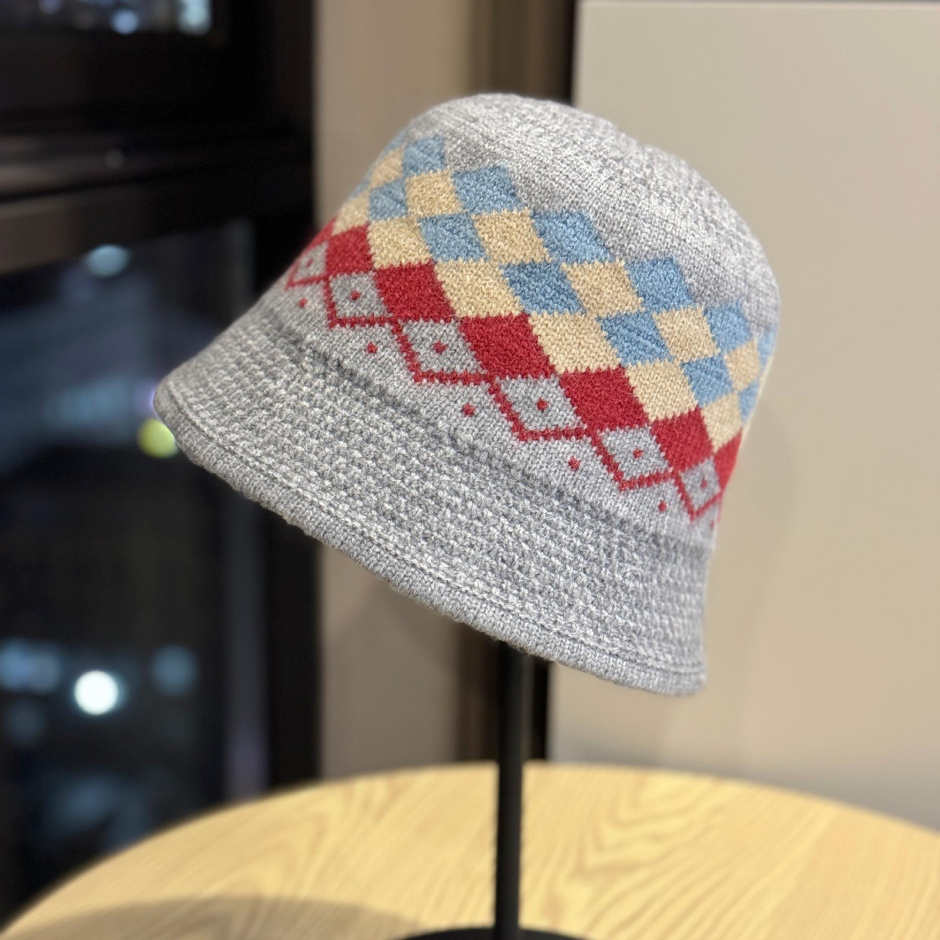 

Autumn and Winter New Retro British Plaid Warm Woolen Fisherman Hat Women s Basin Hat Fashionable and Versatile Elegant Temperament Hat one size