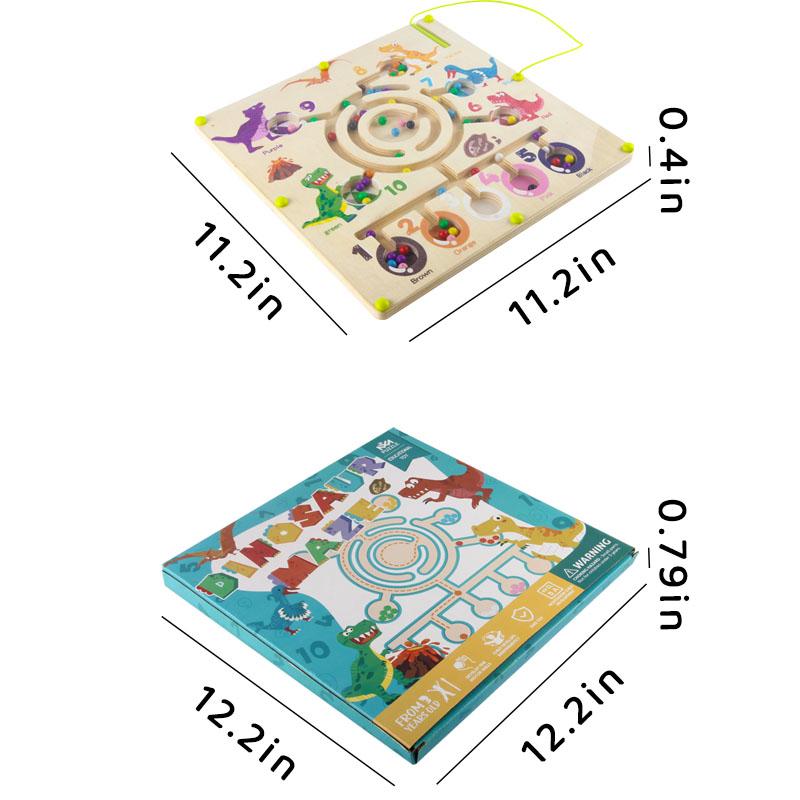 Wooden Montessori Children Toys Magnetic Color Matching Maze Dinosaur Board Learning Education Improve Cognition Kids Gift Toy