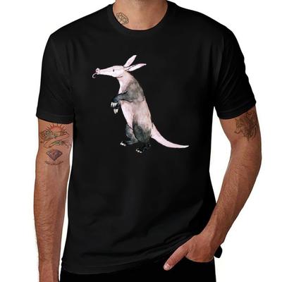 Aardvark Watercolor  No Background TShirt Basic Daily Outfit Short Sleeve Tee