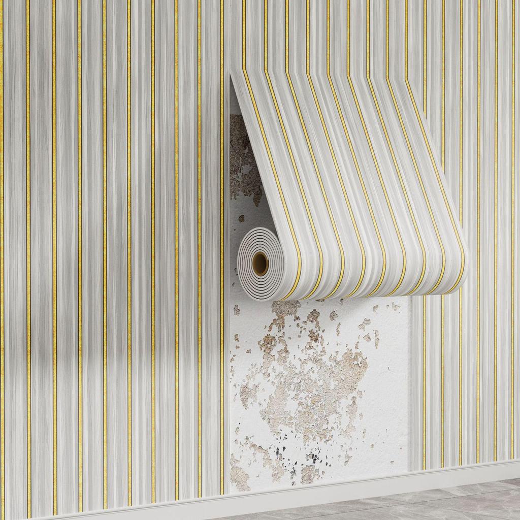 Waterproof Wood Grain Self-Adhesive Faux Lattice Wall Sticker for Living Room